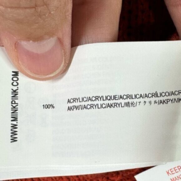 NWT MINKPINK | Burnt Orange Rust V-Neck Lauren Knit Sweater Size Small - Picture 8 of 8